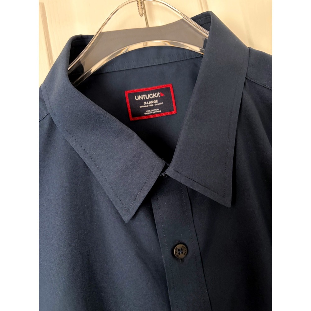 UNTUCKit Castello Shirt Mens XL Navy Blue Wrinkle-Free Slim Fit Long Sleeve